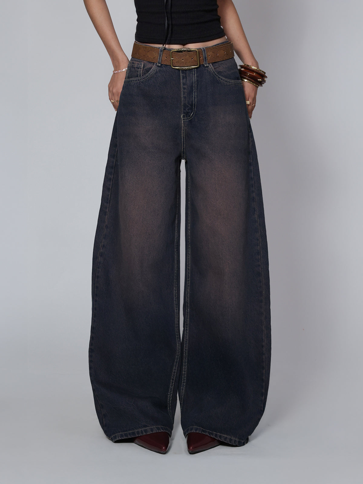 Midnight Blue Tinted Wide Leg Jeans