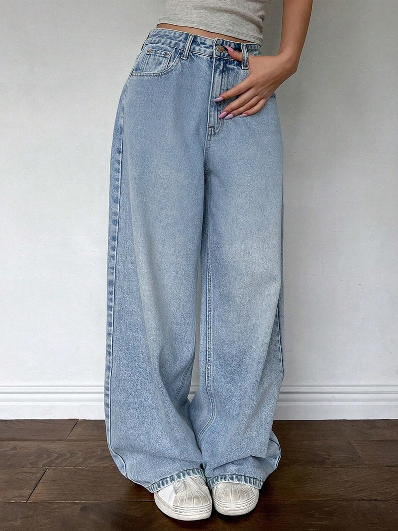 80s Snowy Blue Washed Super Wide Leg Jeans