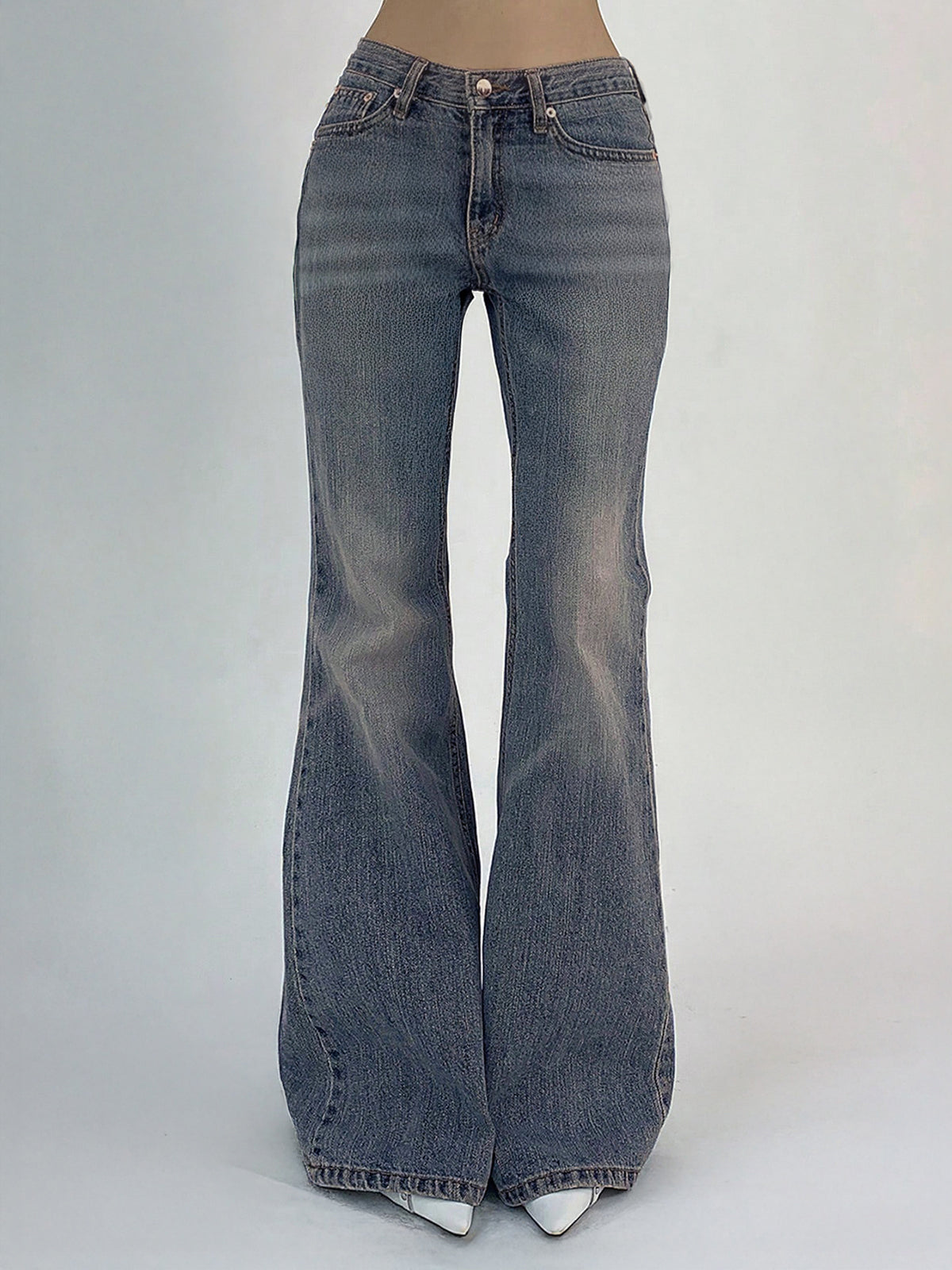 Ash Blue Tinted Y2K Bootcut Jeans
