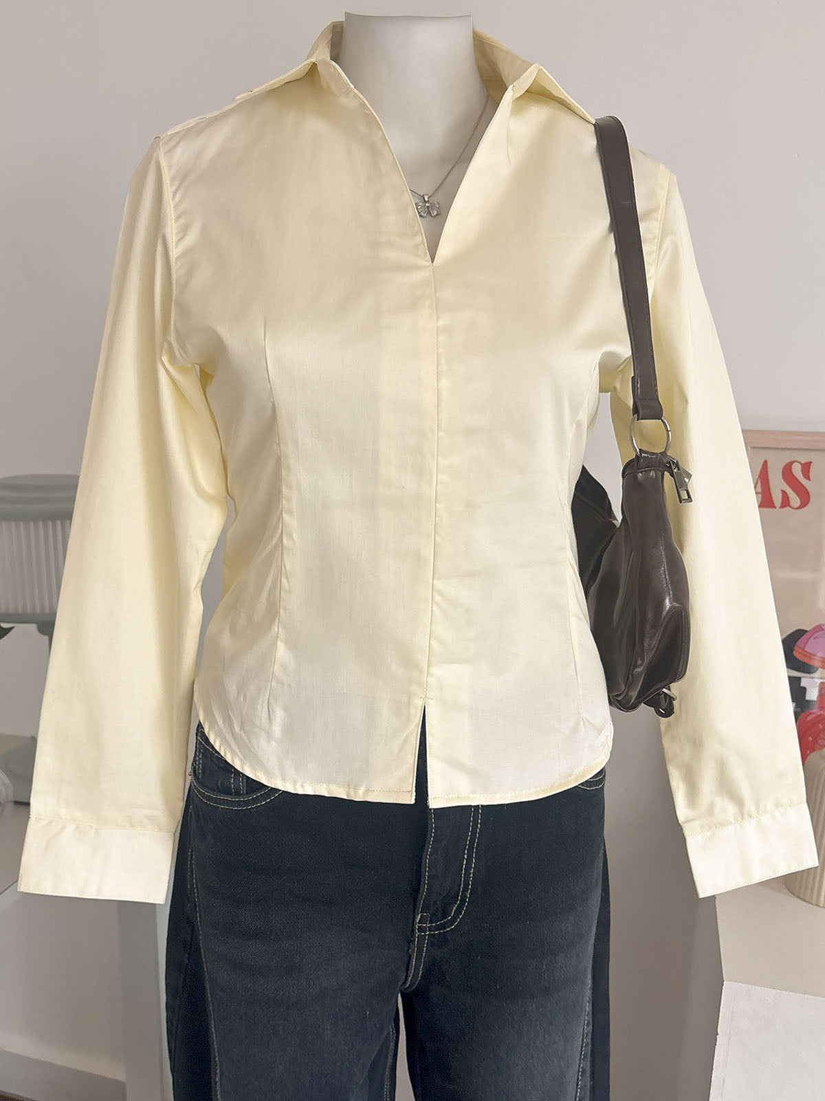 Butter Yellow Corset Fitted Shirt