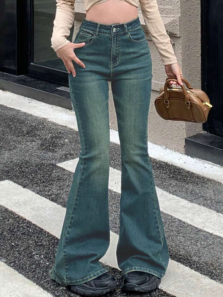 Celestial Green Tinted Y2K Bootcut Jeans