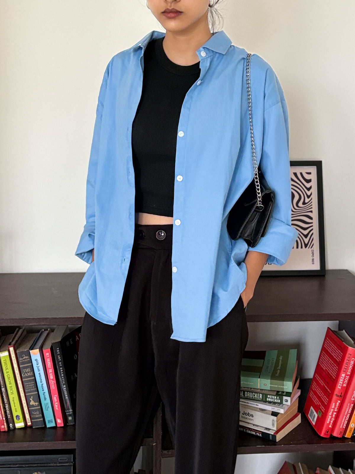 Powder Blue Oversized Poplin Shirt