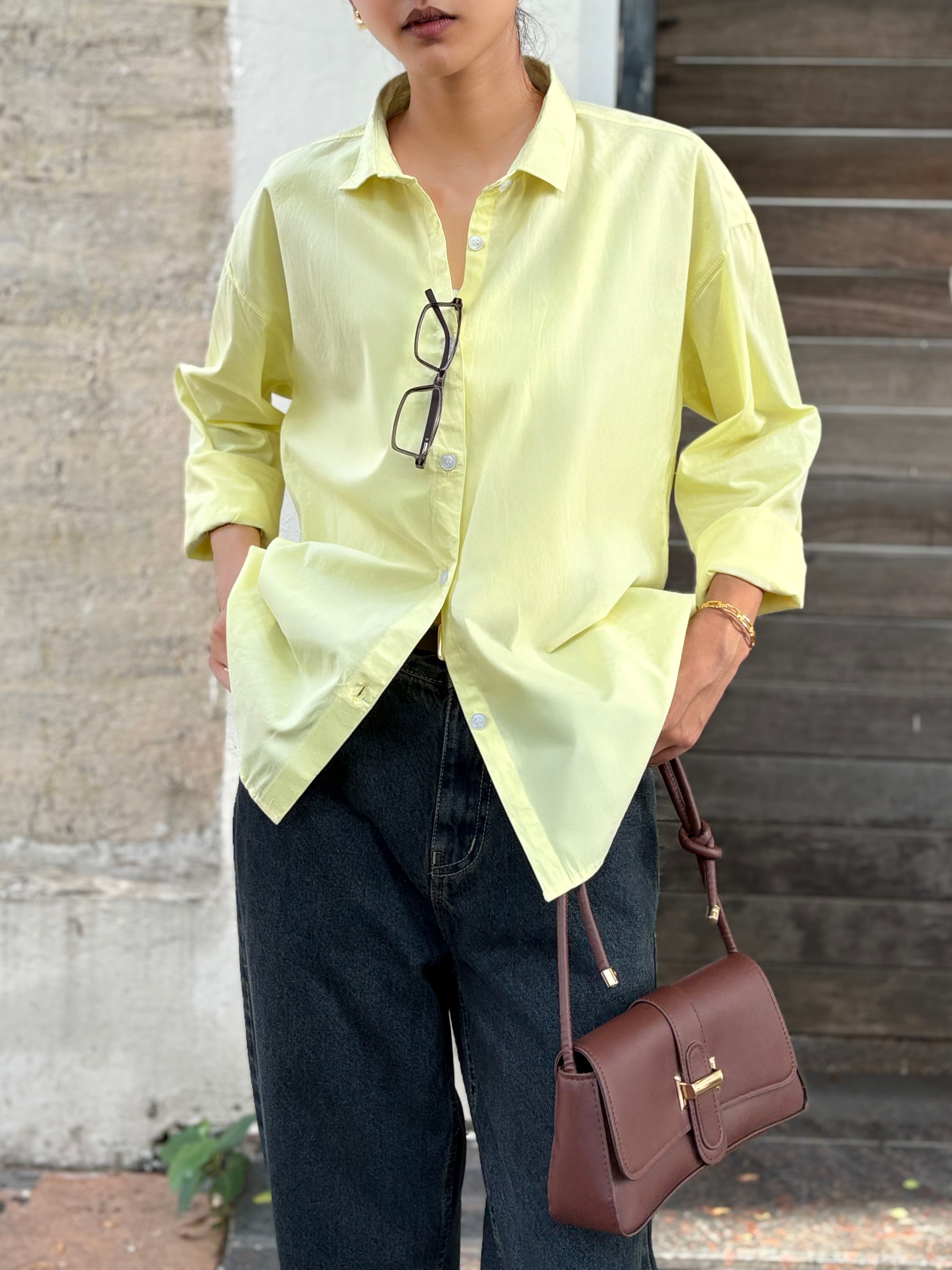 Butter Yellow Oversized Poplin Shirt