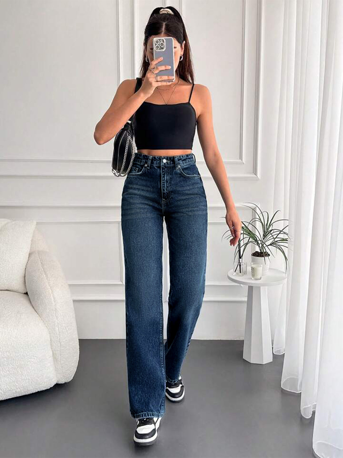 Slate Blue Tinted Stretchable Straight Fit Jeans