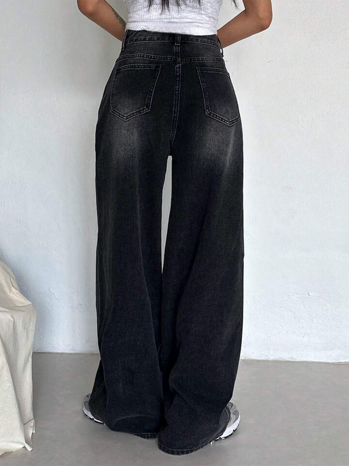 Retro Black Washed Super Wide Leg