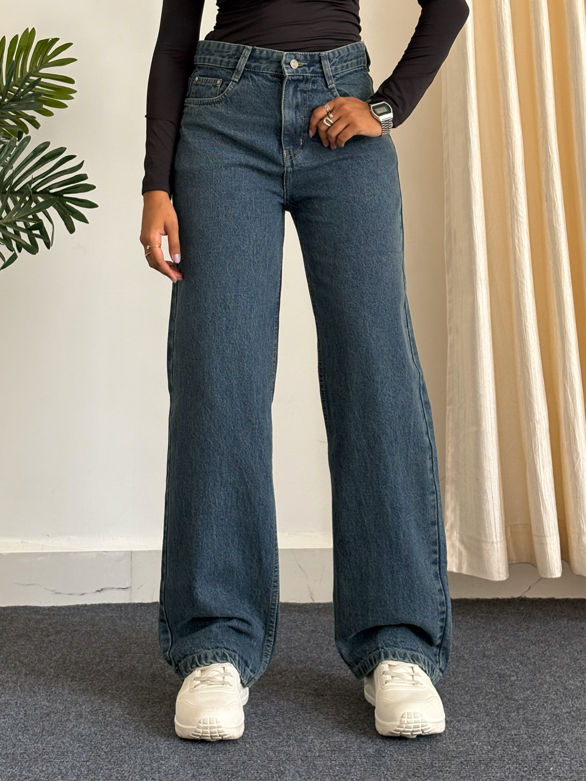 Cosmic Blue Tinted Straight Leg Jeans