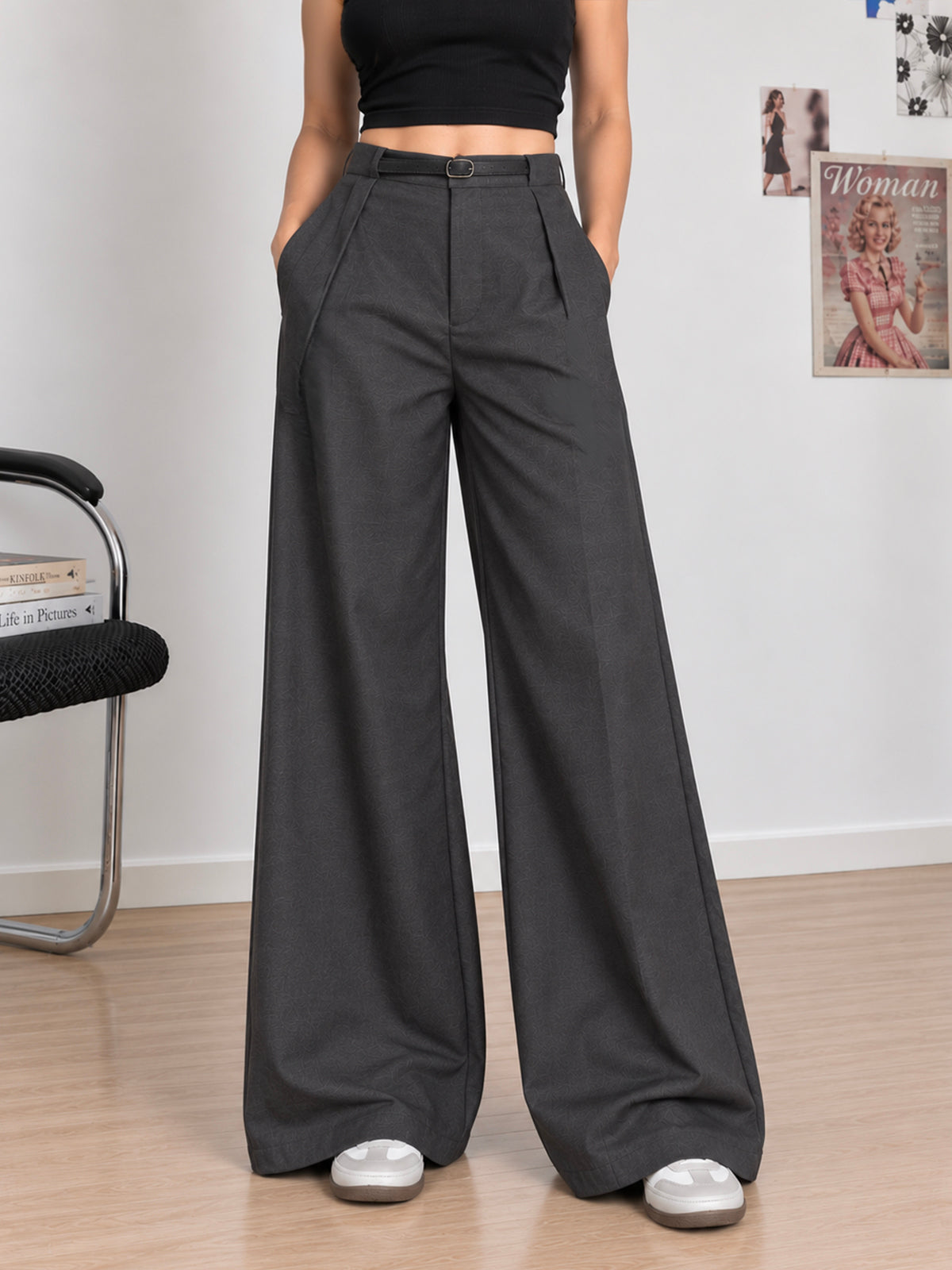 Mocha Brown Belted Korean Pant
