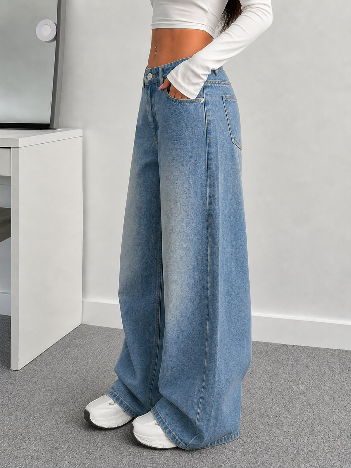 Riverside Blue Washed Super Wide Leg Jeans