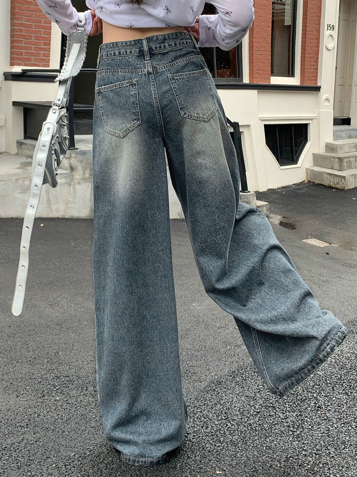 Aurora Blue Washed Super Wide Leg Jeans