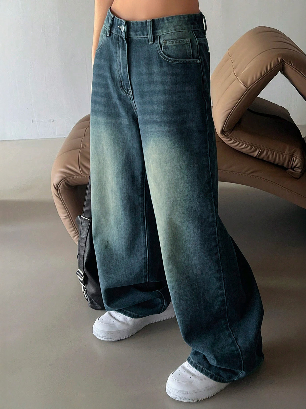 Astral Blue Washed Wide Leg Jeans