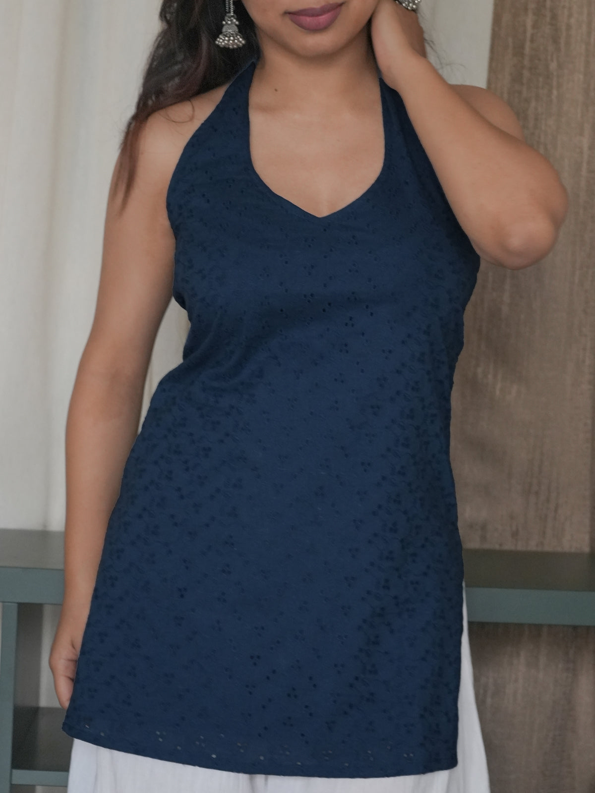 Laila Halter Neck Short Kurti