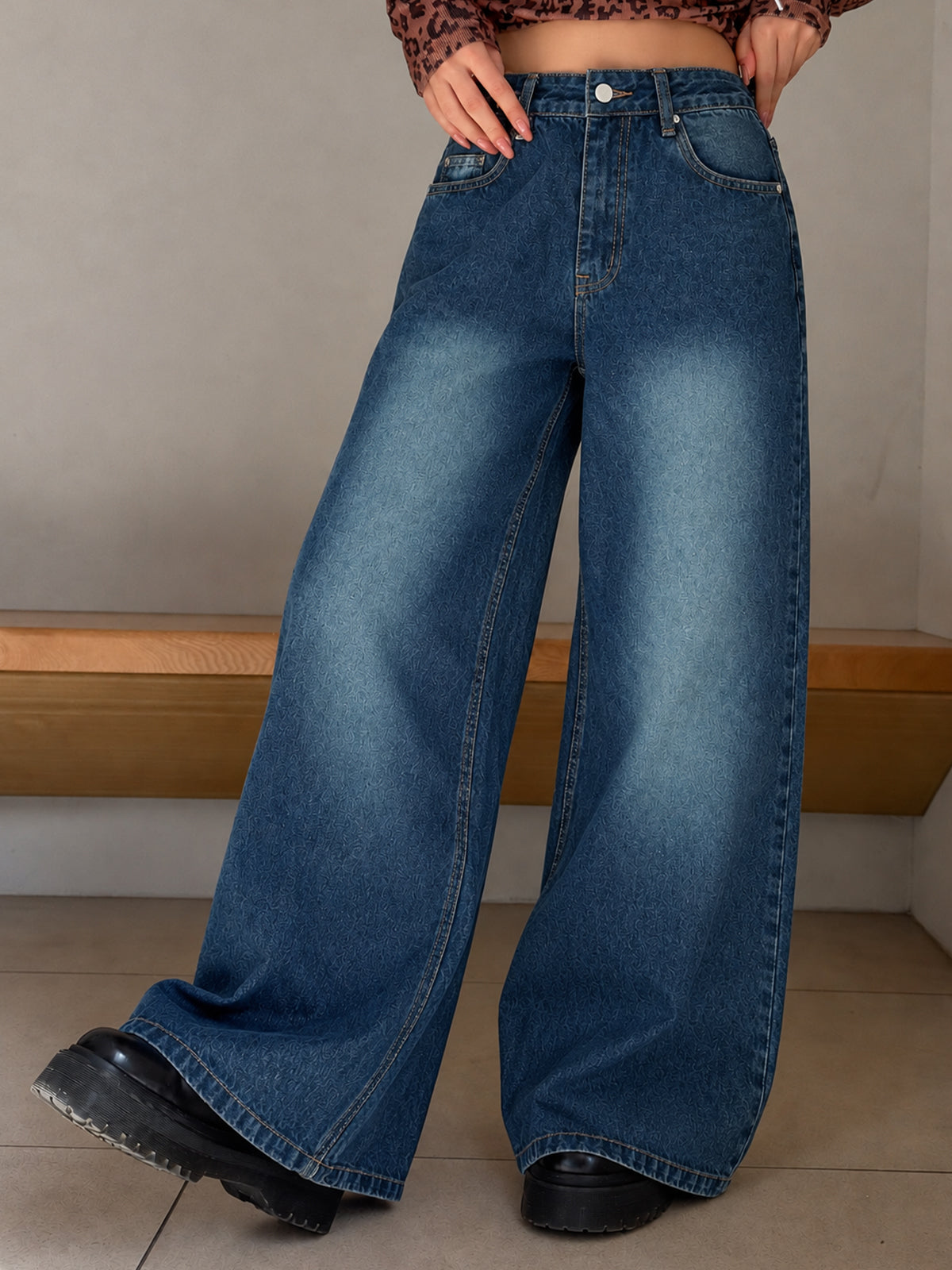 Star Sapphire Washed Wide Leg Jeans