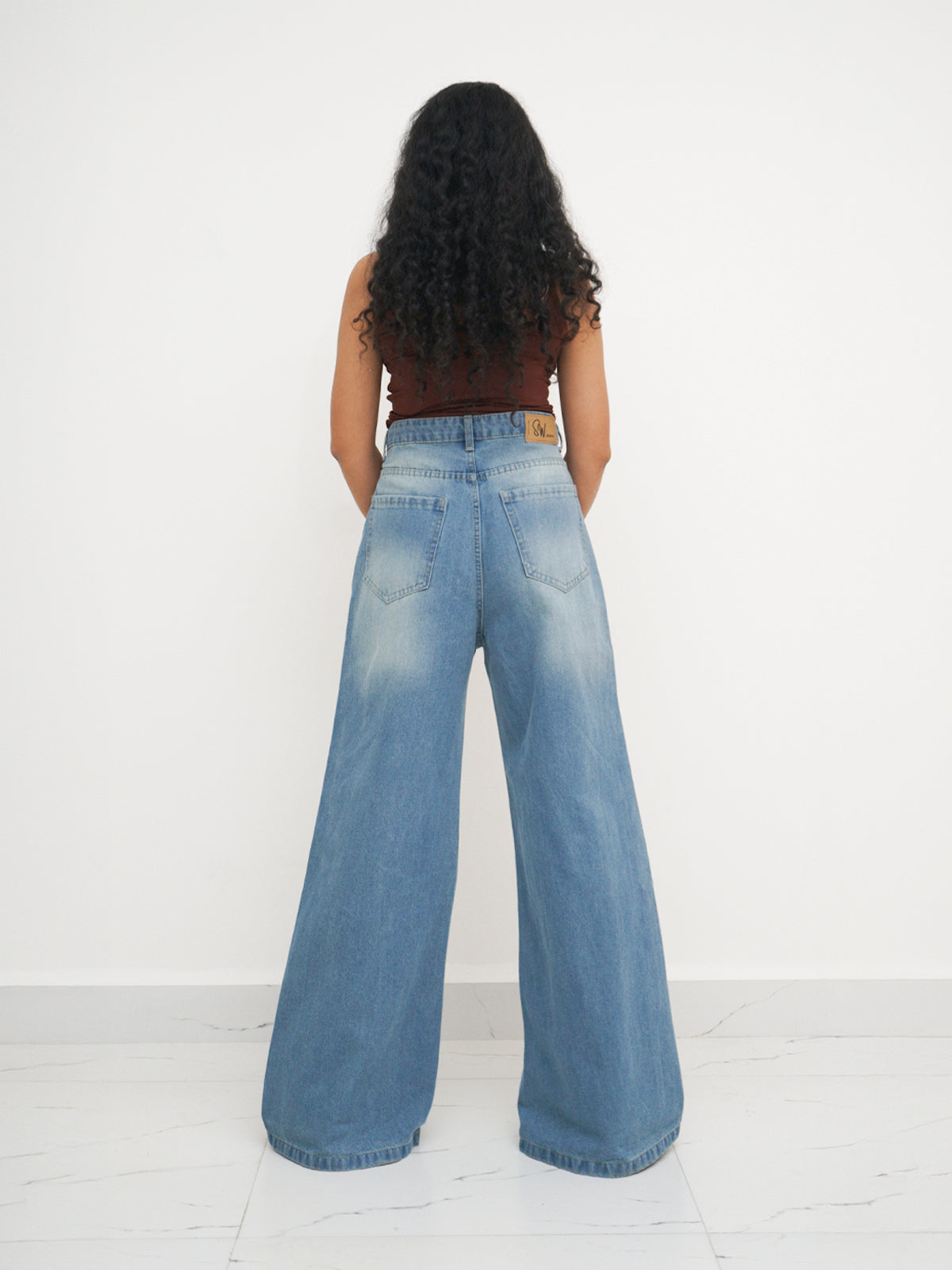 Faded Blue Ultra Wide Leg Jeans