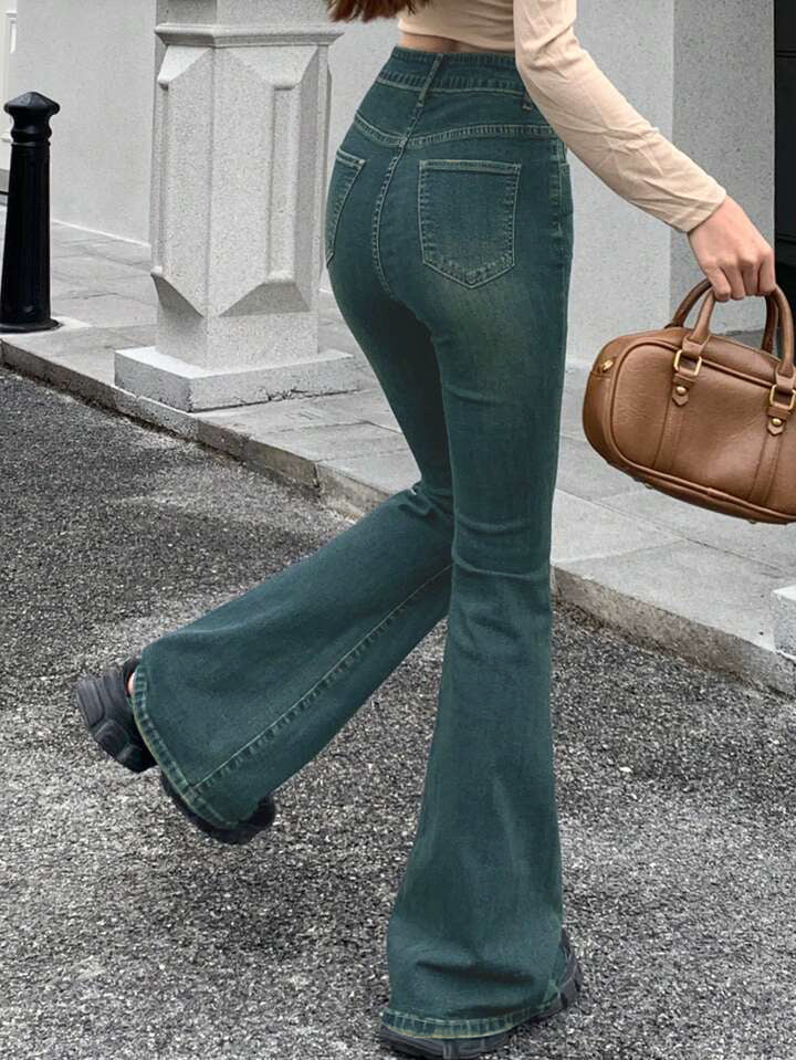Celestial Green Tinted Y2K Bootcut Jeans