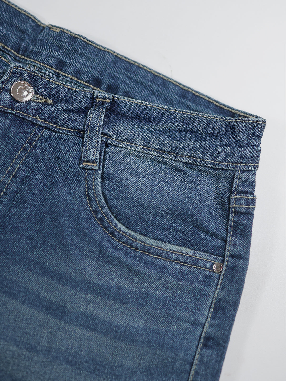 Galactic Blue Tinted Y2K Bootcut Jeans