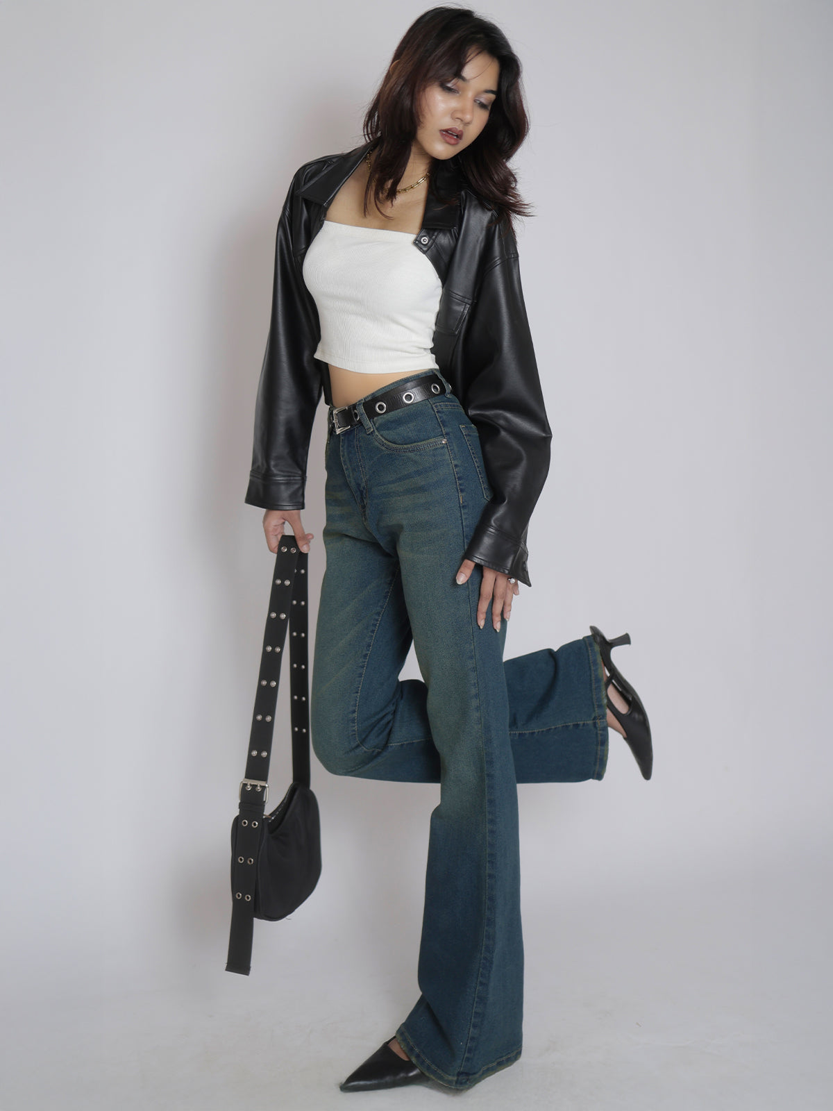 Celestial Green Tinted Y2K Bootcut Jeans