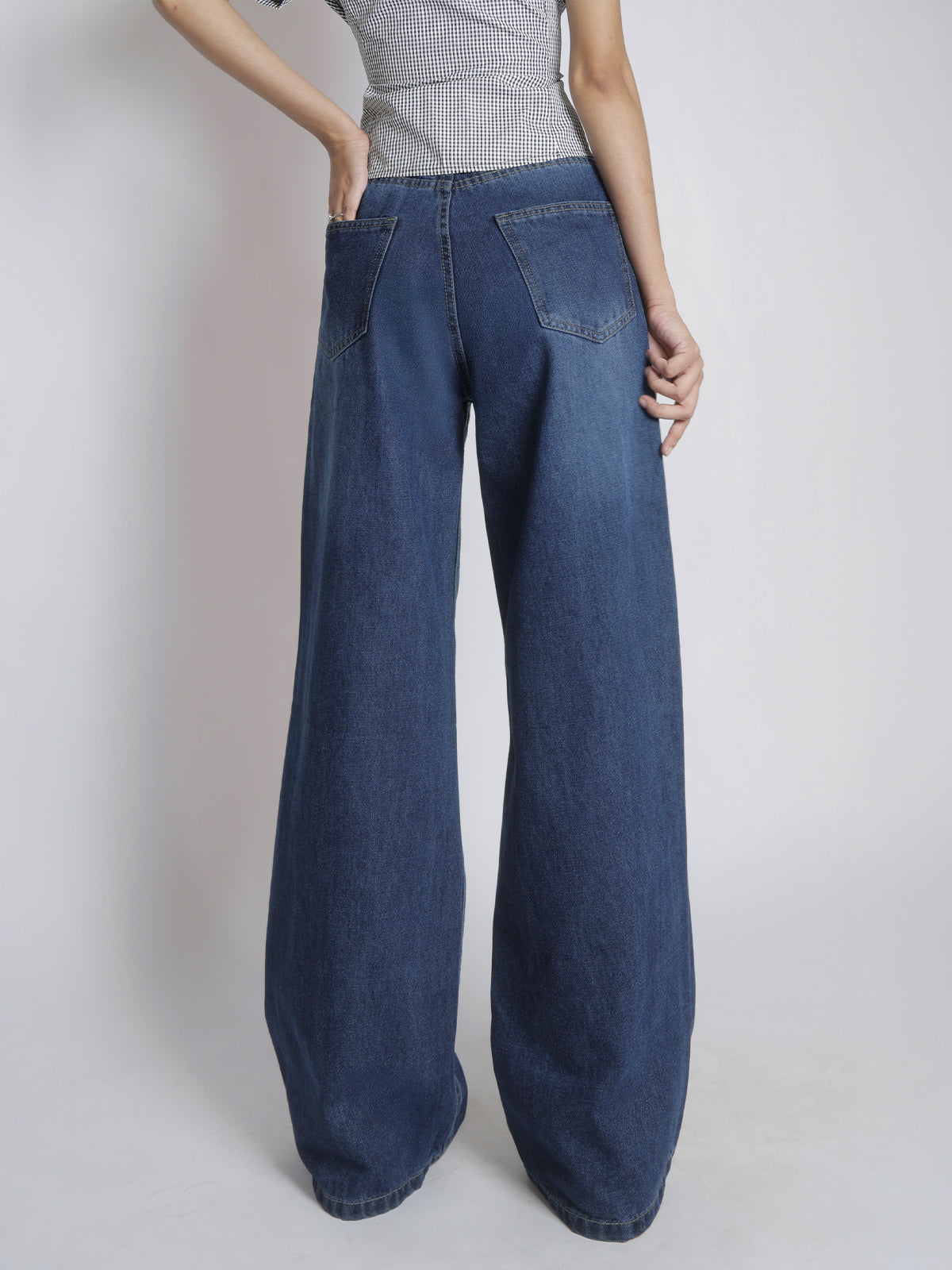 Classic Blue Washed Wide Leg Jeans