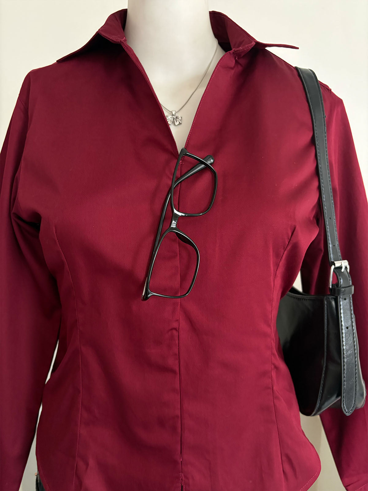 Cherry Red Corset Fitted Shirt