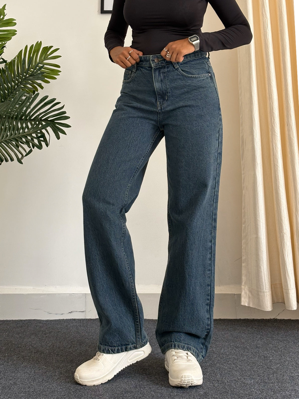 Cosmic Blue Tinted Straight Leg Jeans