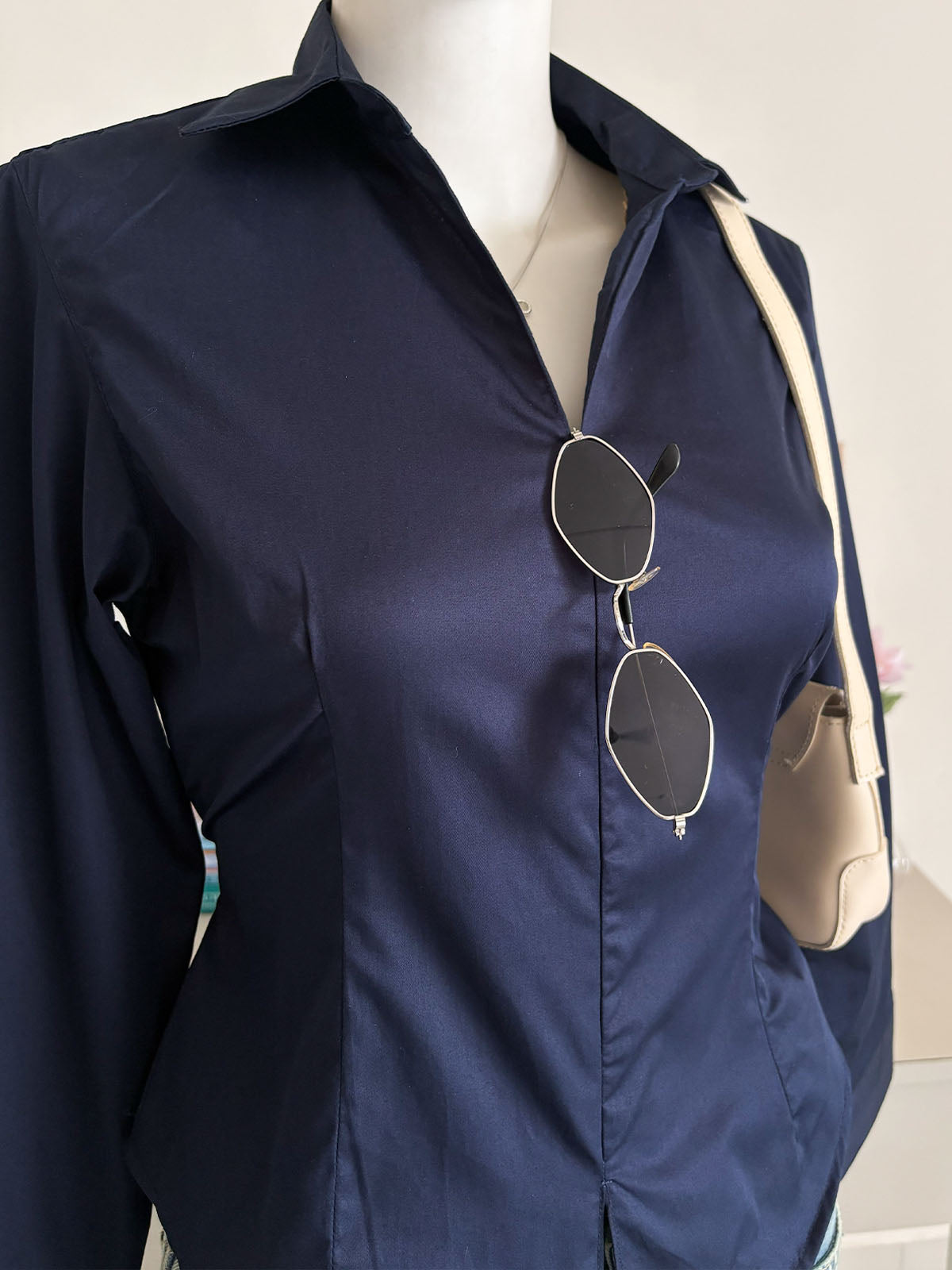 Deep Navy Corset Fitted Shirt