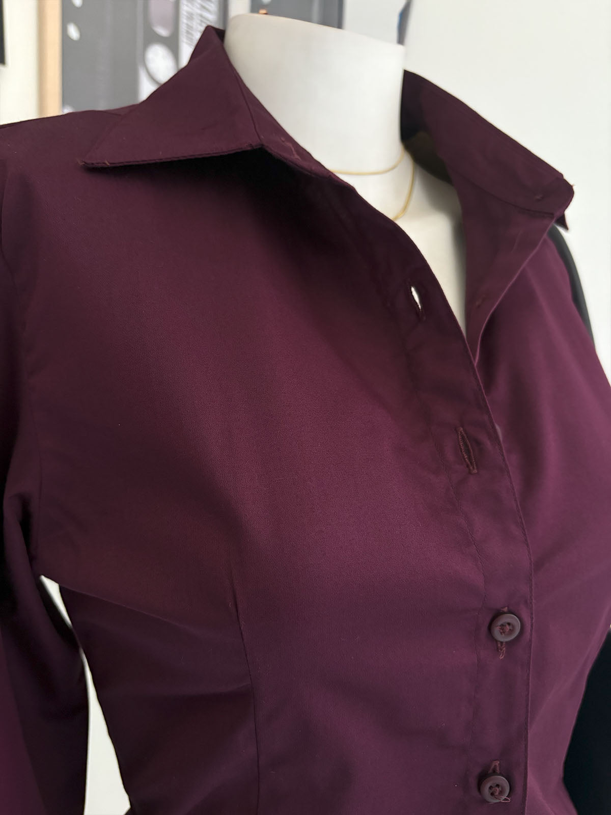 Plum Long Sleeve Y2K Fitted Shirt