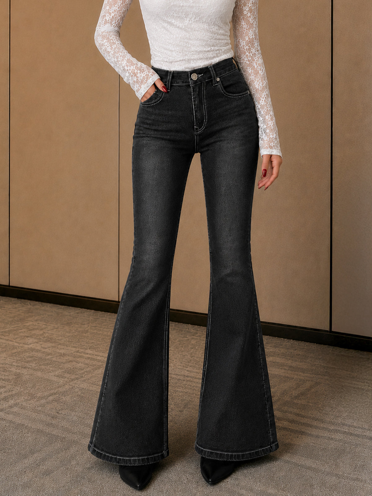 Dynamic Black Washed Bootcut Jeans