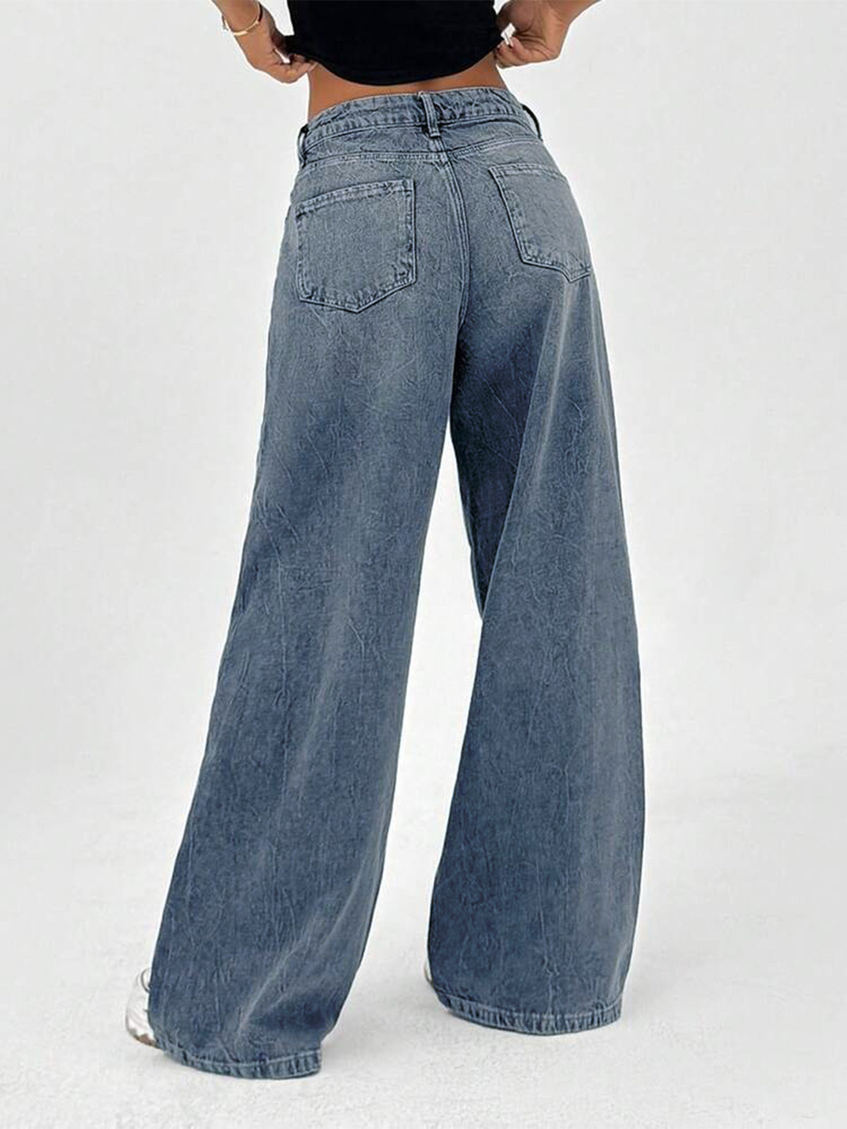 Dusky Blue Tinted Super Wide Leg Jeans