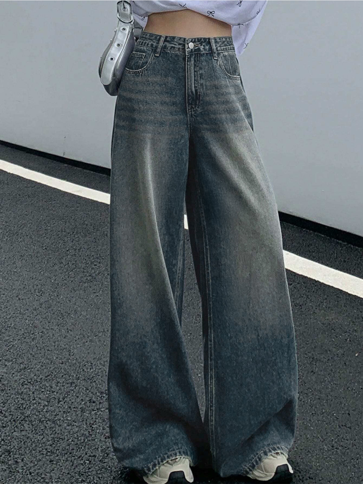 Aurora Blue Washed Super Wide Leg Jeans