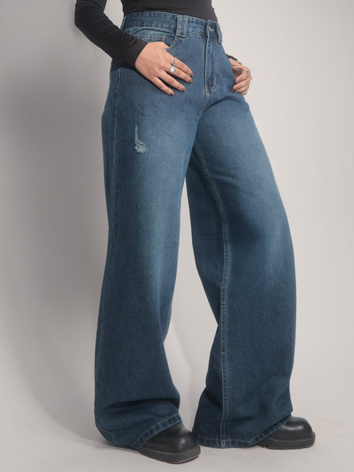 Starlight Blue Washed Wide Leg Jeans