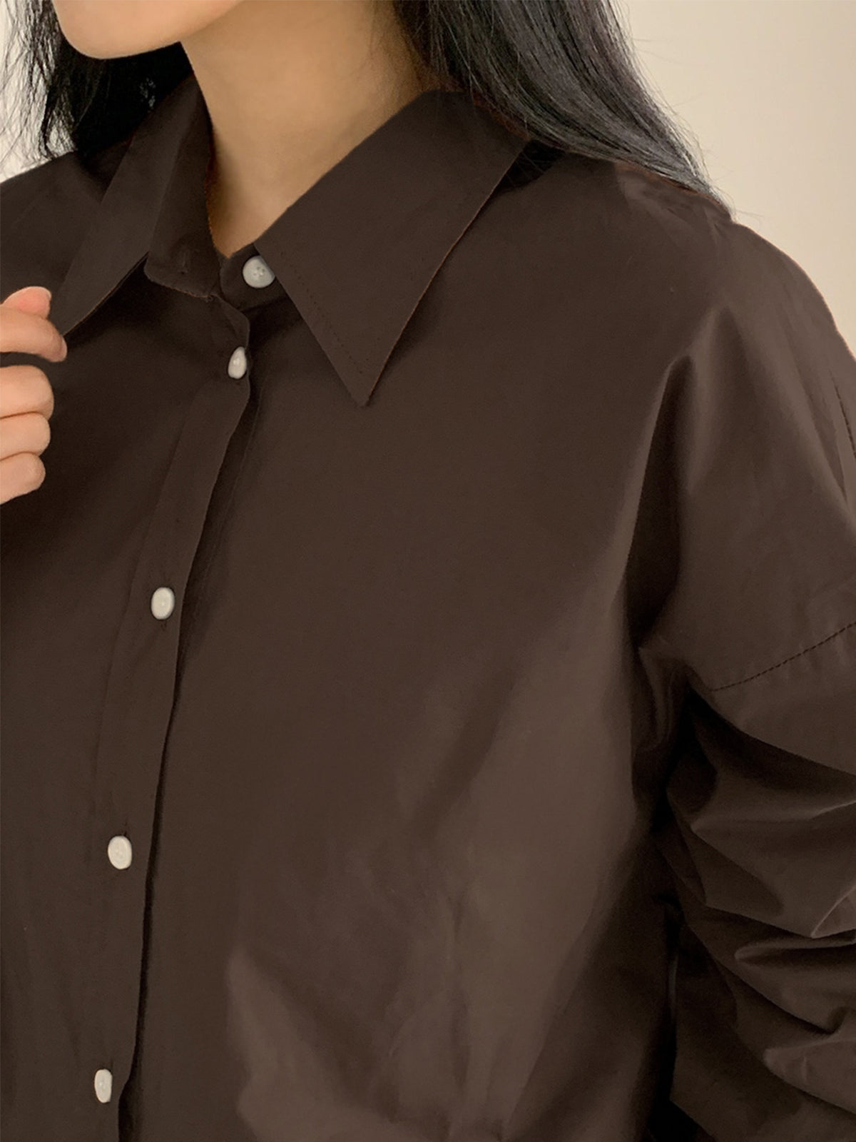 Chocolate Brown Oversized Poplin Shirt