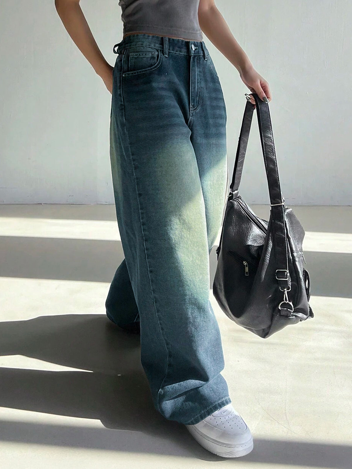 Astral Blue Washed Wide Leg Jeans