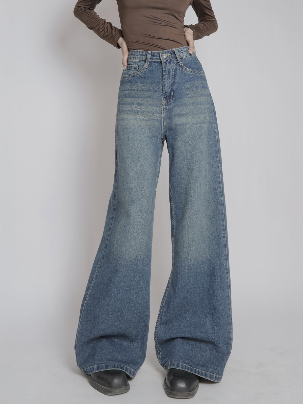 Coastal Blue Washed Ultra Wide Leg Jeans