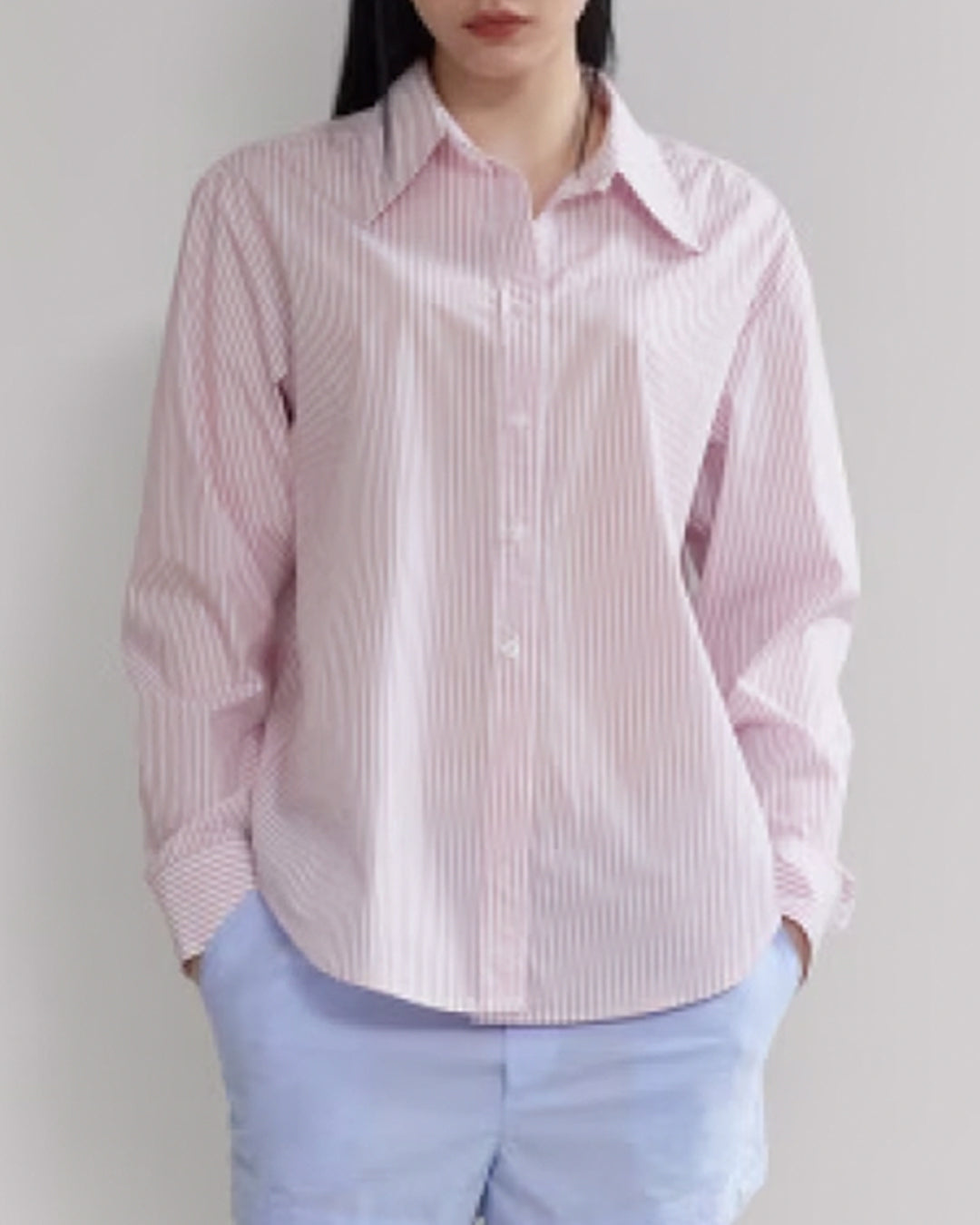 Soft Pink Striped Drop Shoulder Shirt