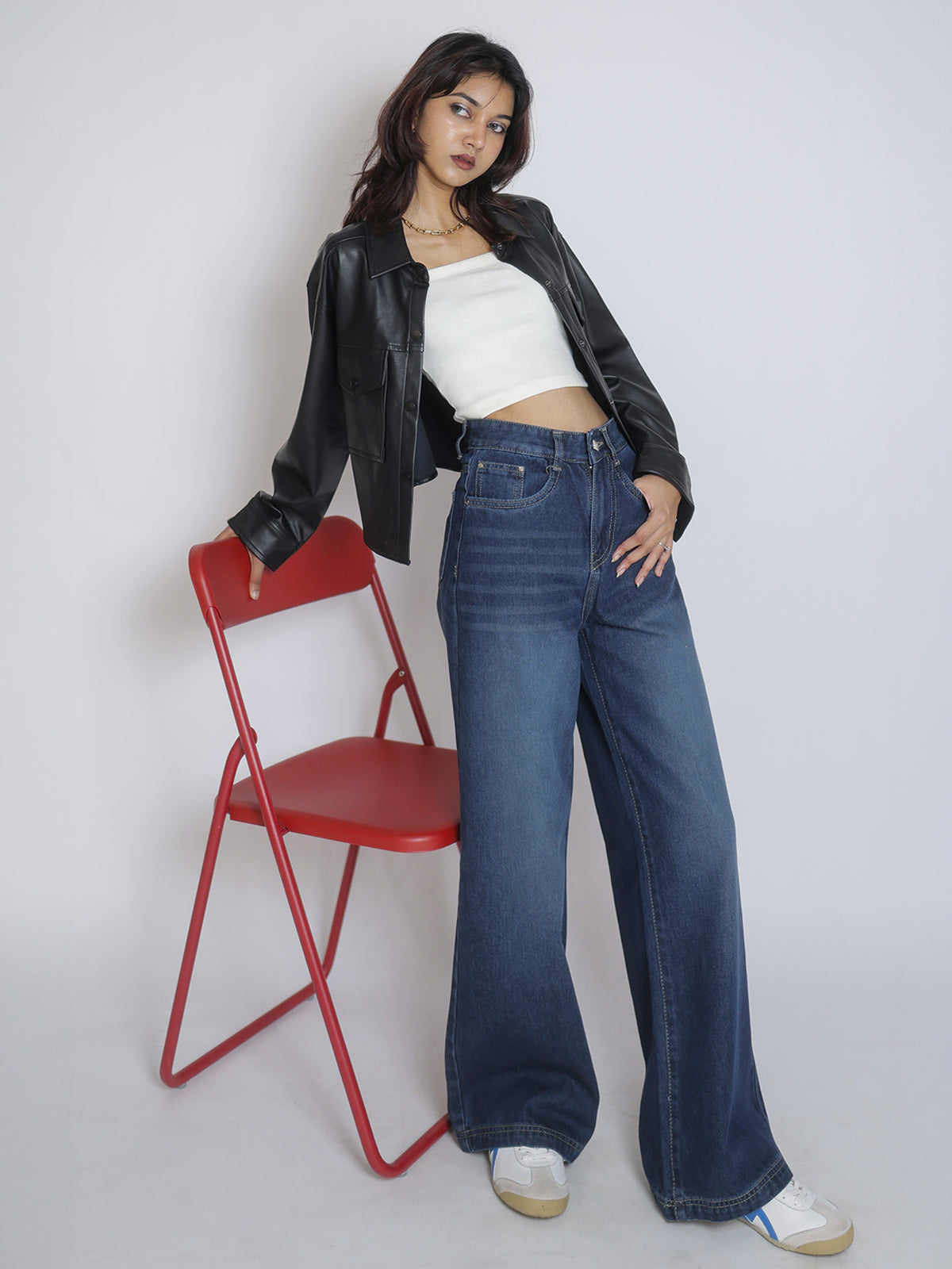 Starry Blue Washed Super Wide Leg Jeans