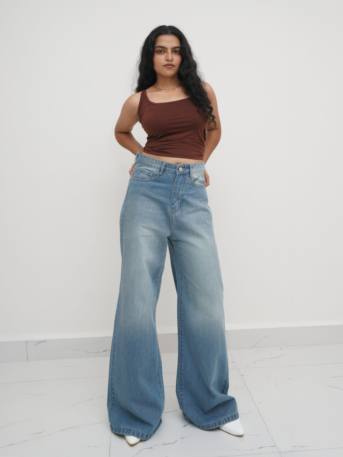Faded Blue Ultra Wide Leg Jeans
