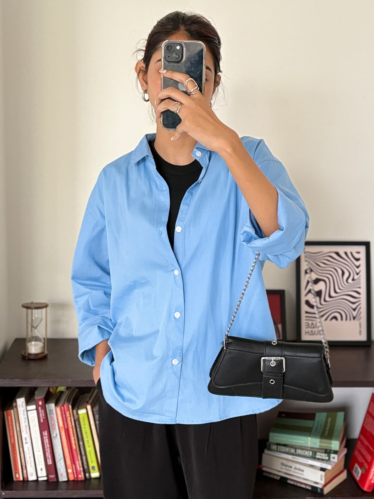 Powder Blue Oversized Poplin Shirt