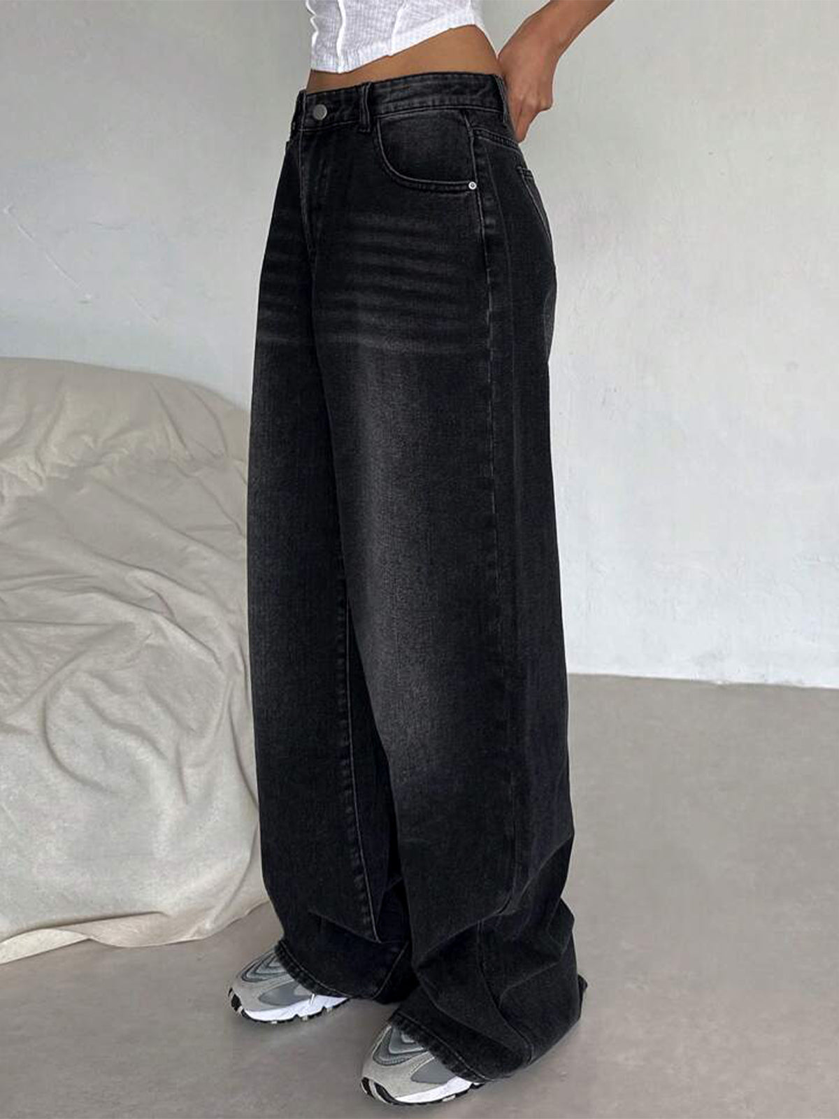 Retro Black Washed Super Wide Leg