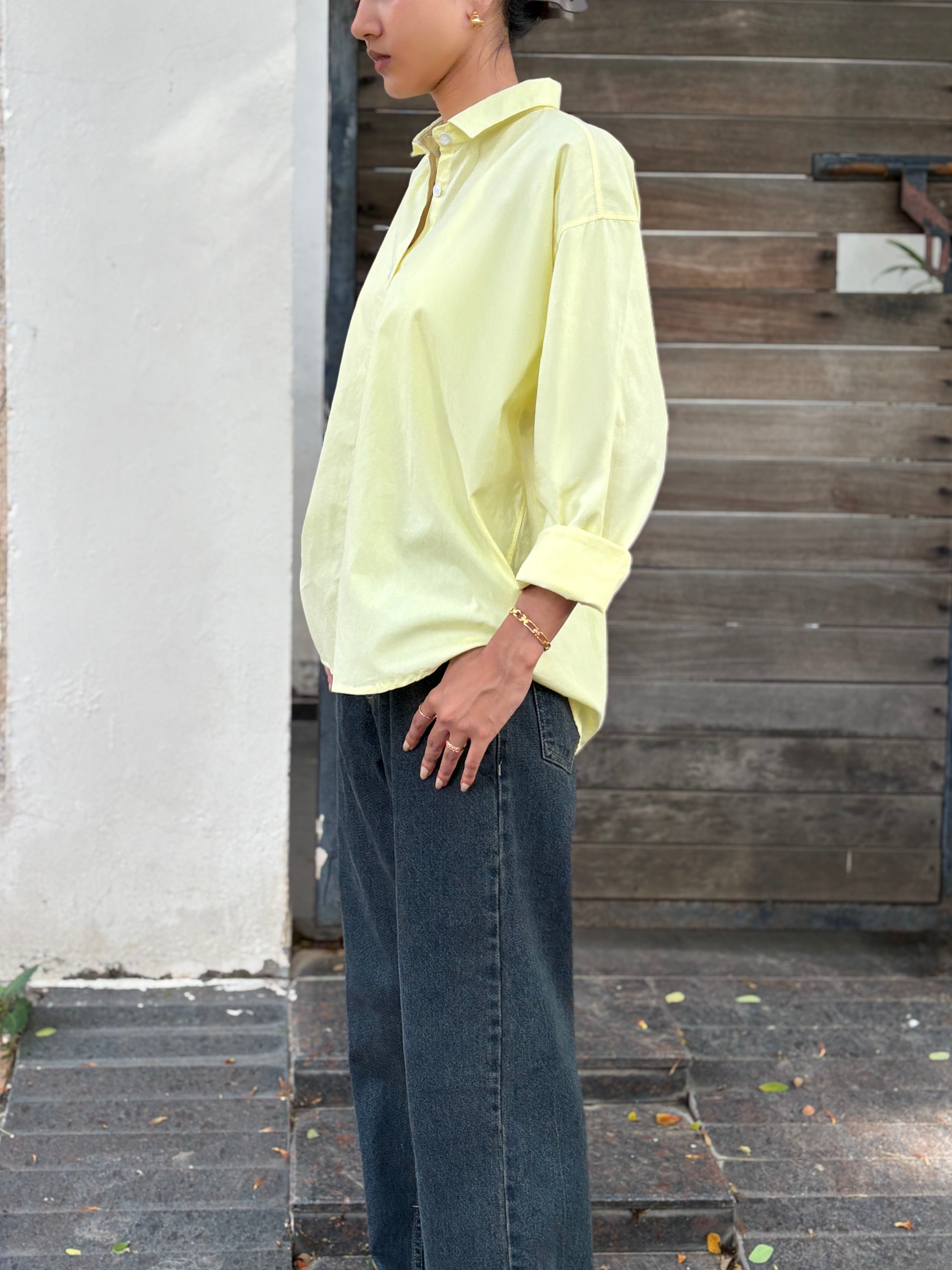 Butter Yellow Oversized Poplin Shirt