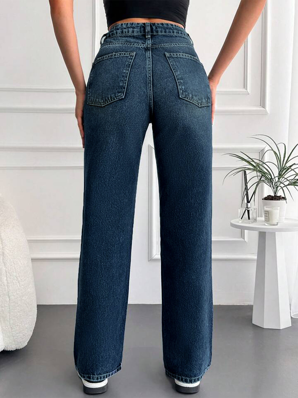 Slate Blue Tinted Stretchable Straight Fit Jeans