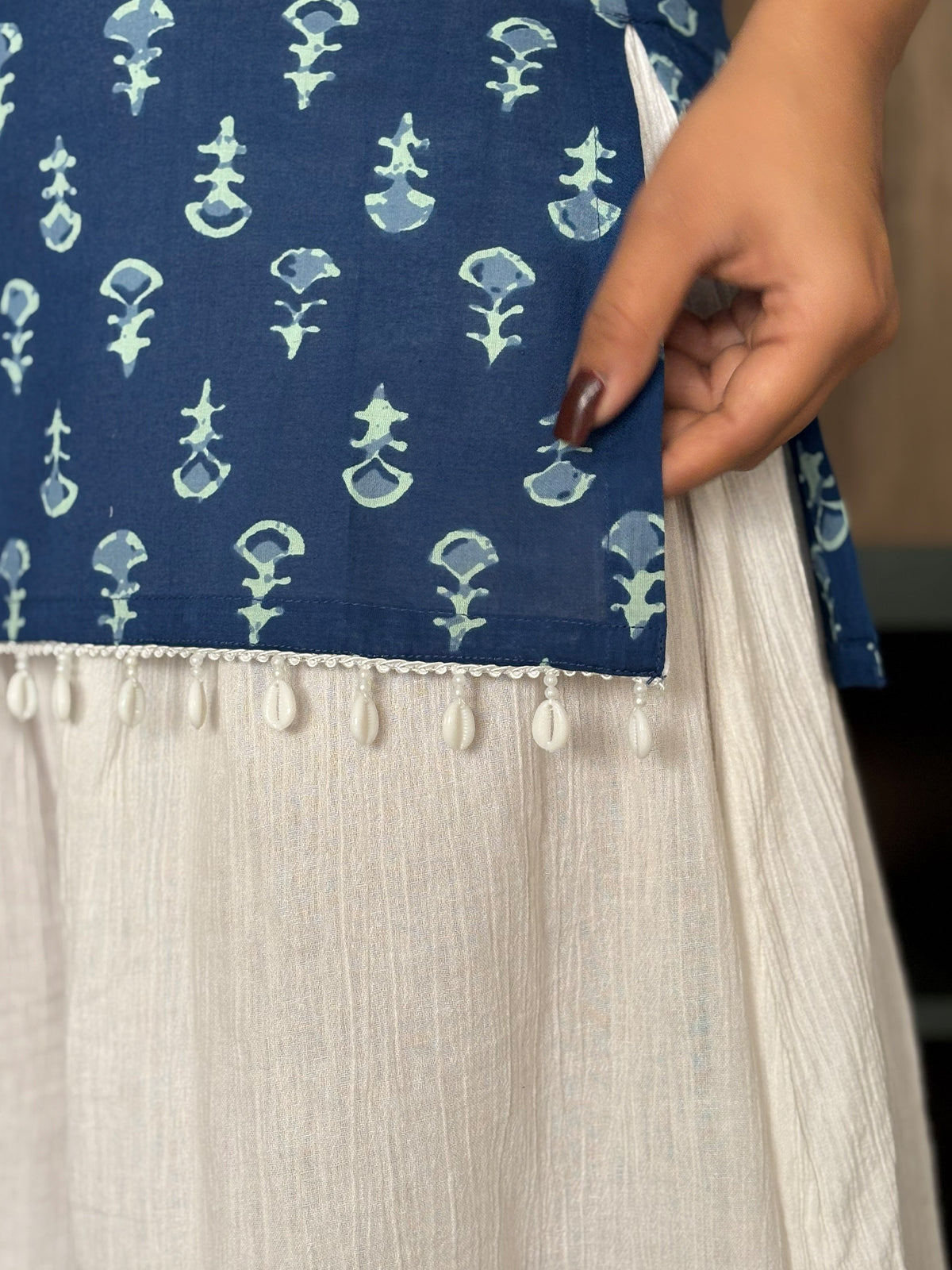 Naina Noodle Strap Shell Lace Kurti