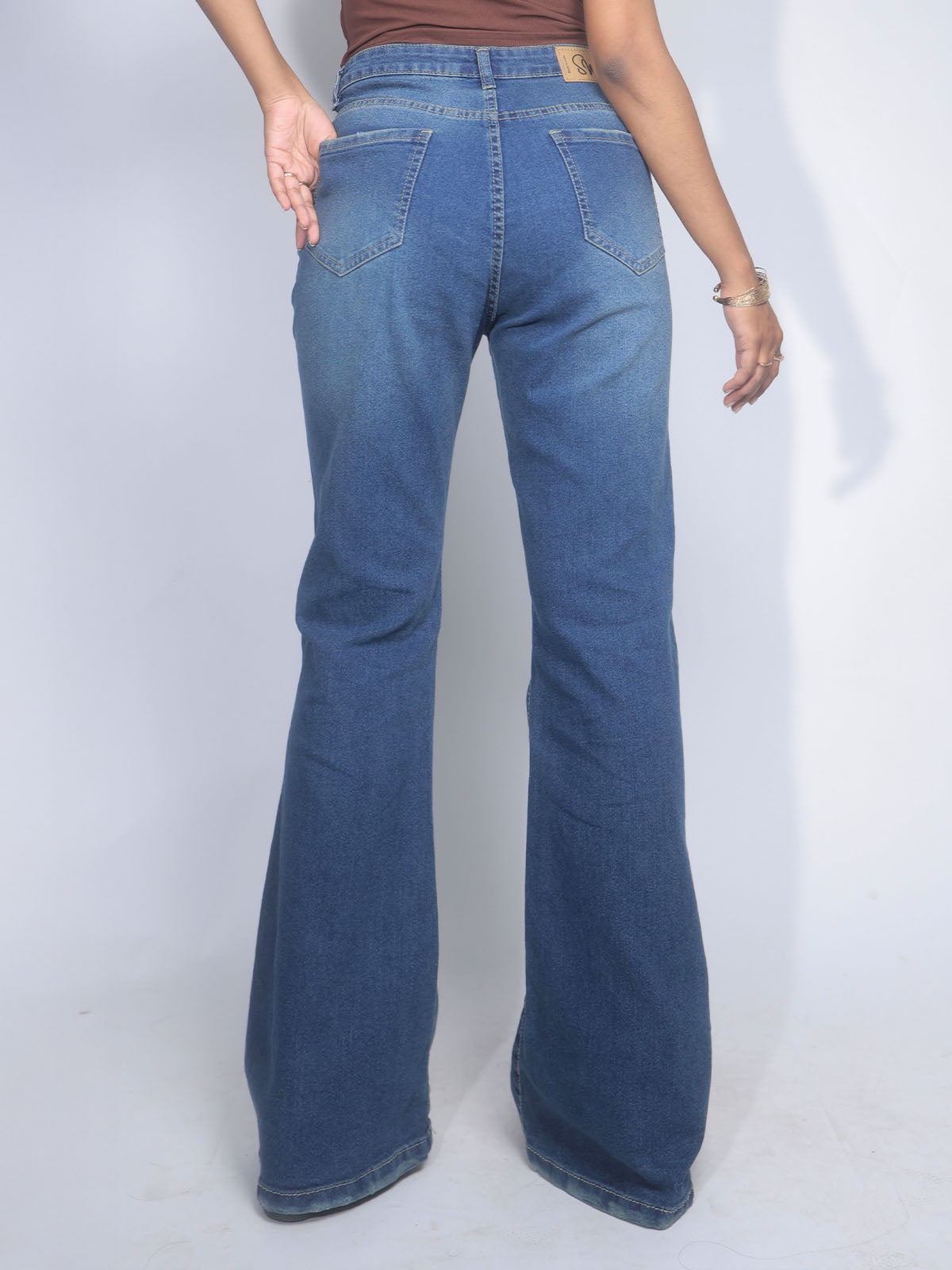 Galactic Blue Tinted Y2K Bootcut Jeans