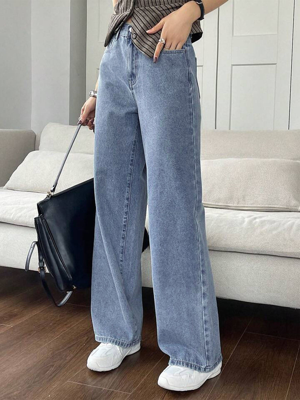 Dusty Blue Straight Leg Jeans