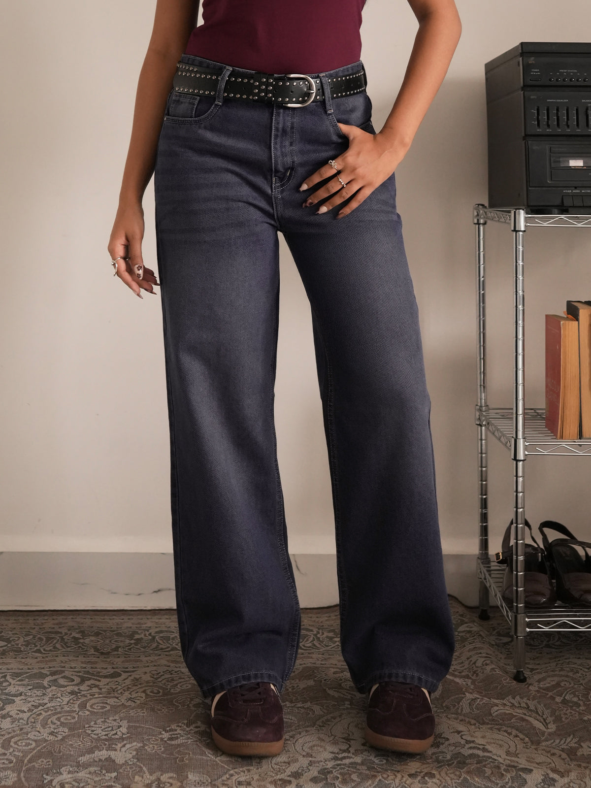 Indigo dusk blue tinted straight leg jeans