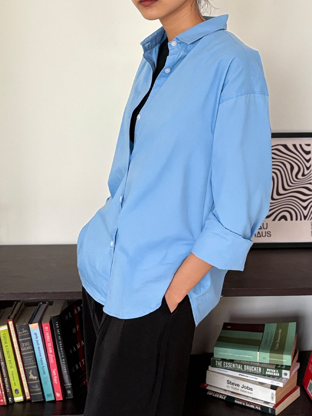 Powder Blue Oversized Poplin Shirt