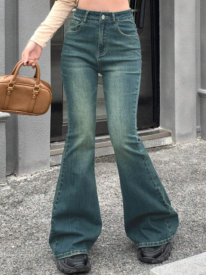 Celestial Green Tinted Y2K Bootcut Jeans