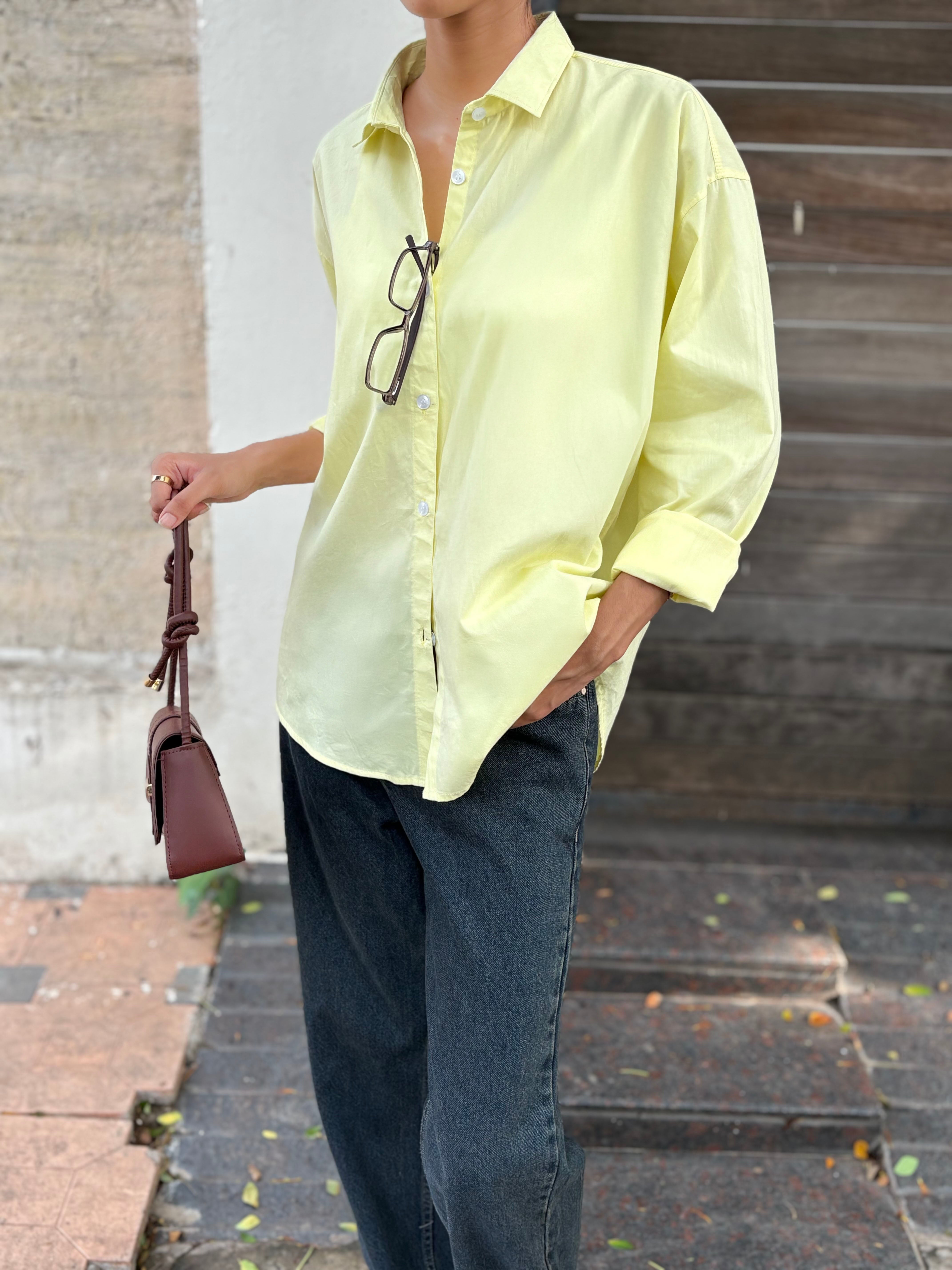 Butter Yellow Oversized Poplin Shirt
