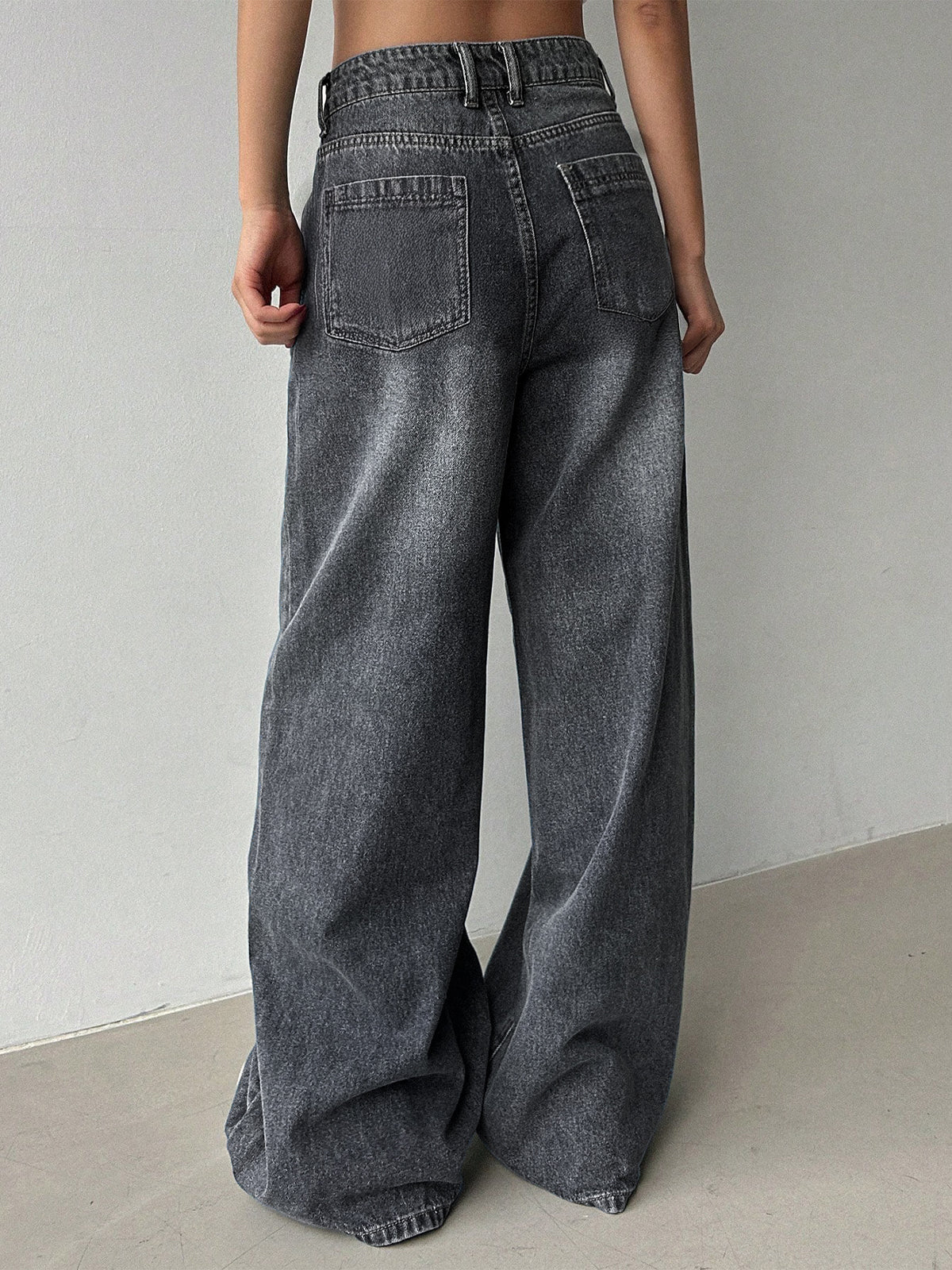 80'S Ash Grey Washed Super Wide Leg