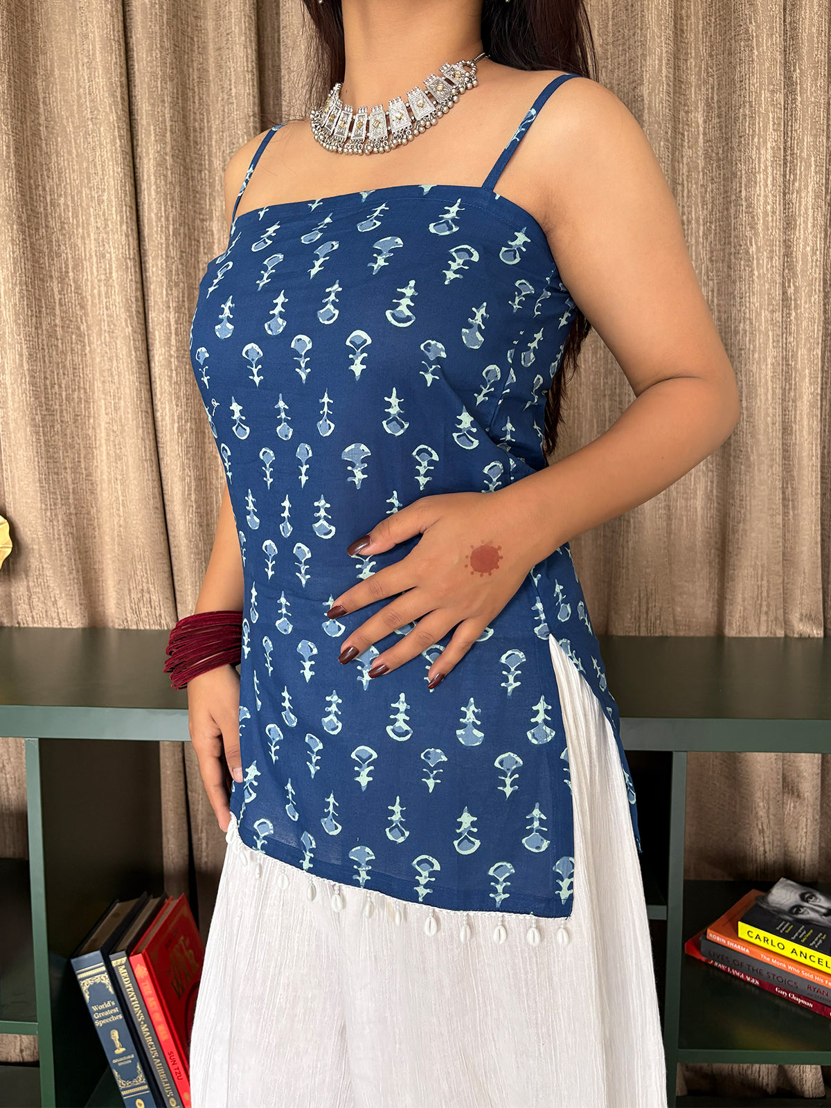 Naina Noodle Strap Shell Lace Kurti