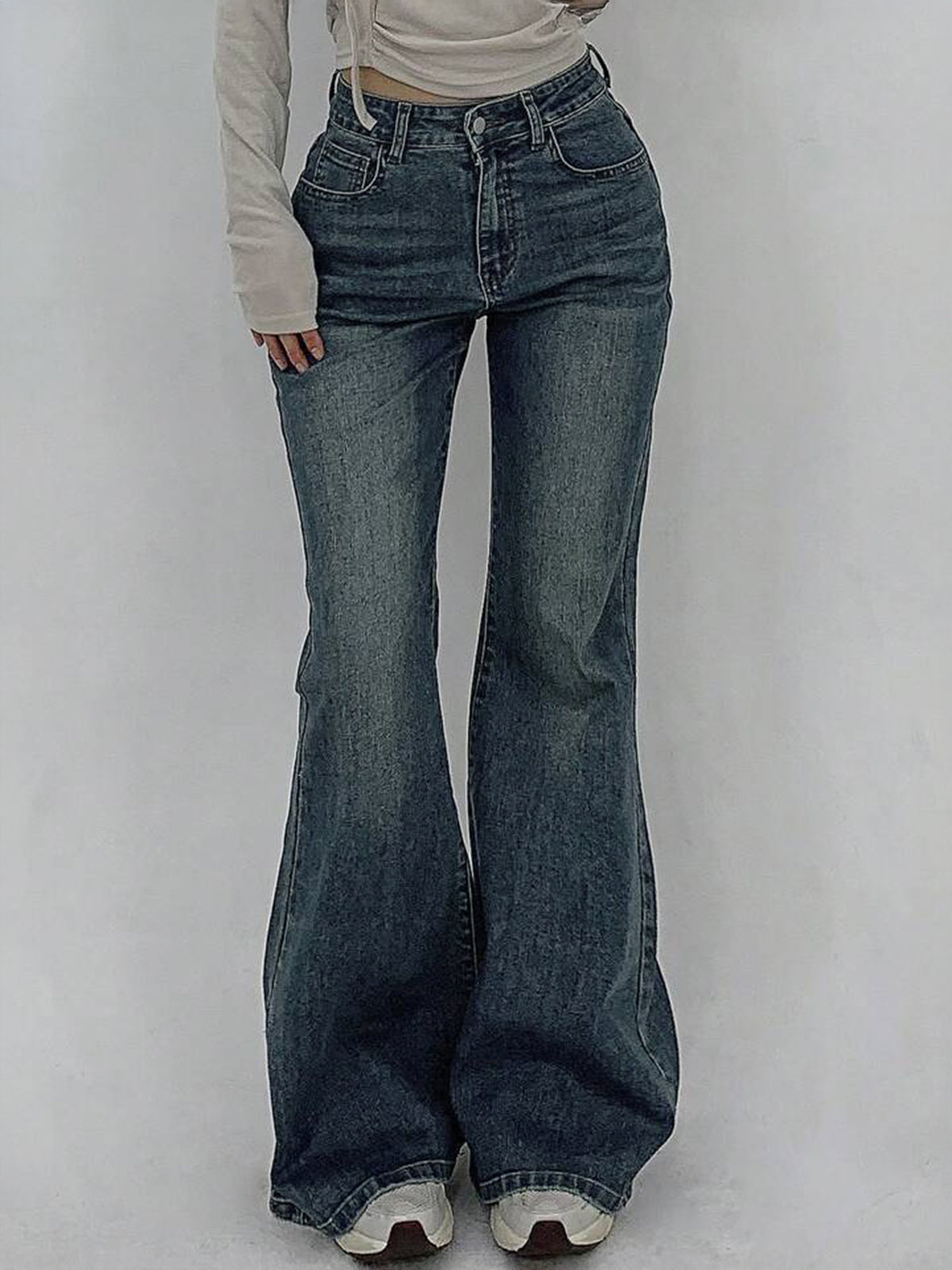 Stardust Blue Tinted Y2K Bootcut Jeans