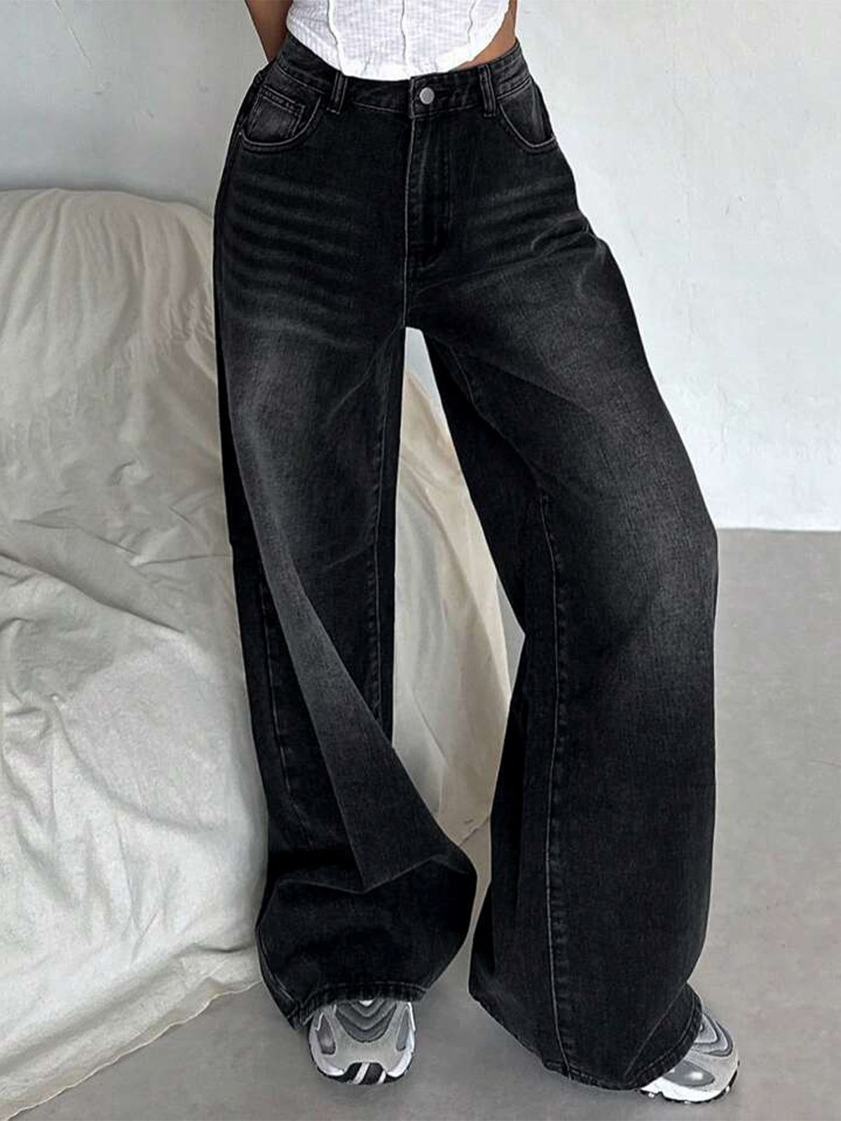 Retro Black Washed Super Wide Leg
